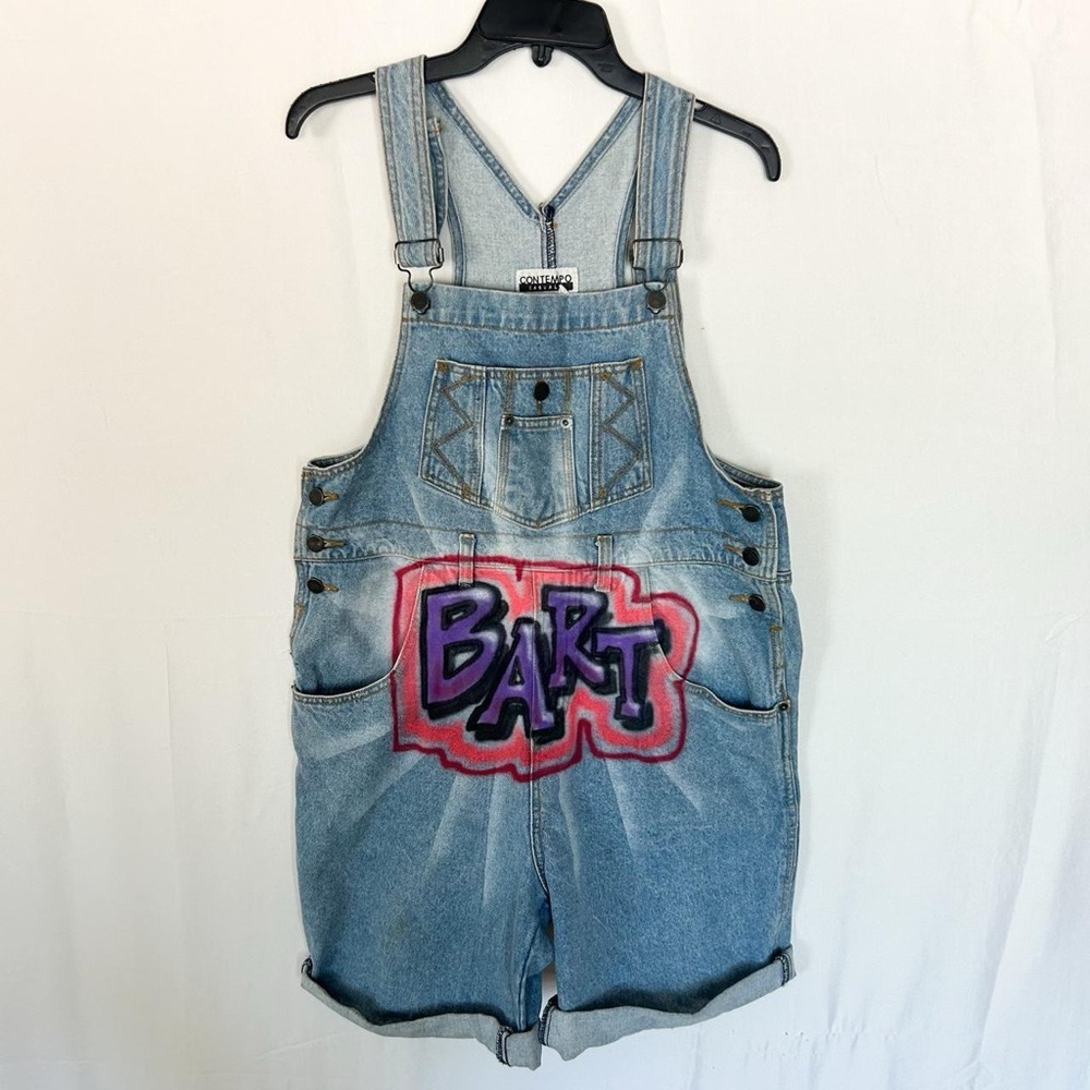 Custom vintage Bart Simpson  denim overalls size small
